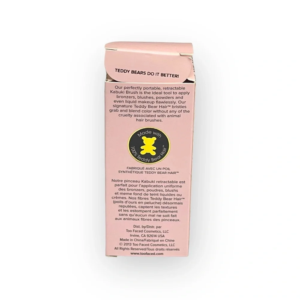 Deadstock: new Too Faced ㋛ Retractable Teddy Bear Hair Kabuki Brush ㋛ Metal Pink
